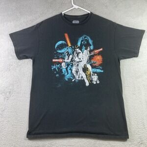 Star Wars Shirt Adult Large Black Luke Skywalker Hans Solo Princess Leia Vader